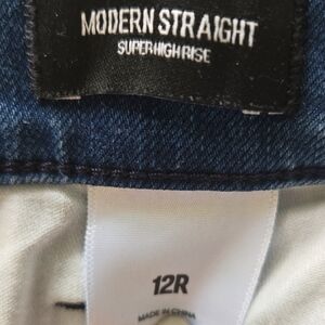 Express Modern Straight Superhigh Rise Jeans - Dark Blue